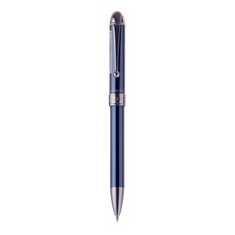 PLATINUM, Multi Function Pen - DOUBLE 3 ACTION Alumite Finish Metal Pen BLUE.