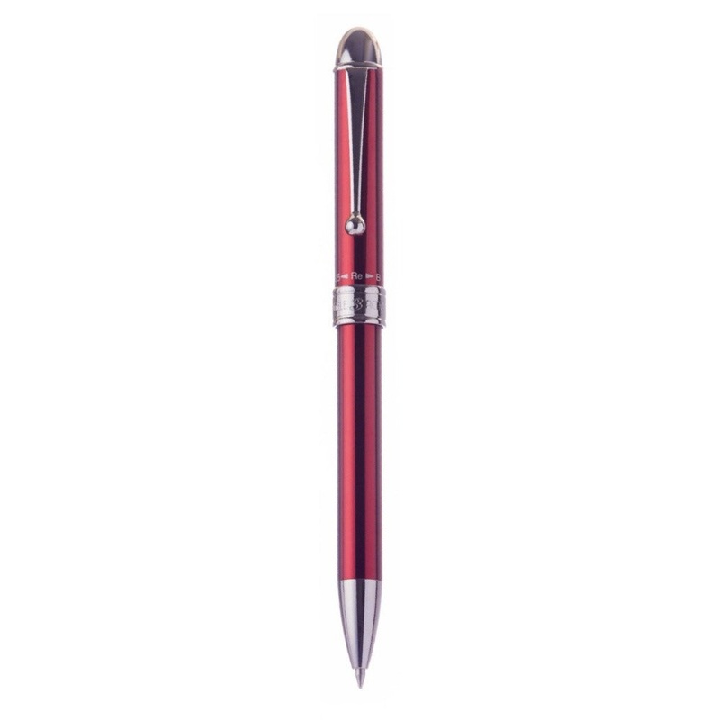 PLATINUM, Multi Function Pen - DOUBLE 3 ACTION Alumite Finish Metal Pen RED.