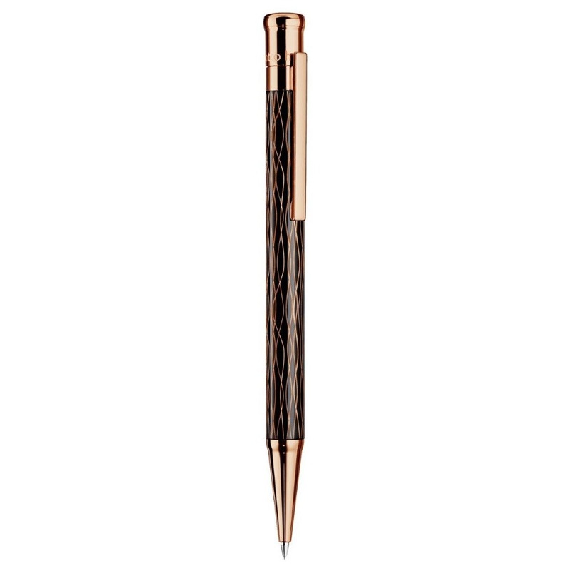 OTTO HUTT, Ballpoint pen - DESIGN 04 WAVE PATTERN BLACK ROSE GOLD.